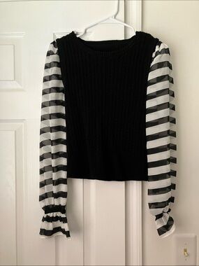 Anthropologie Maeve Black Ribbed Knit Top